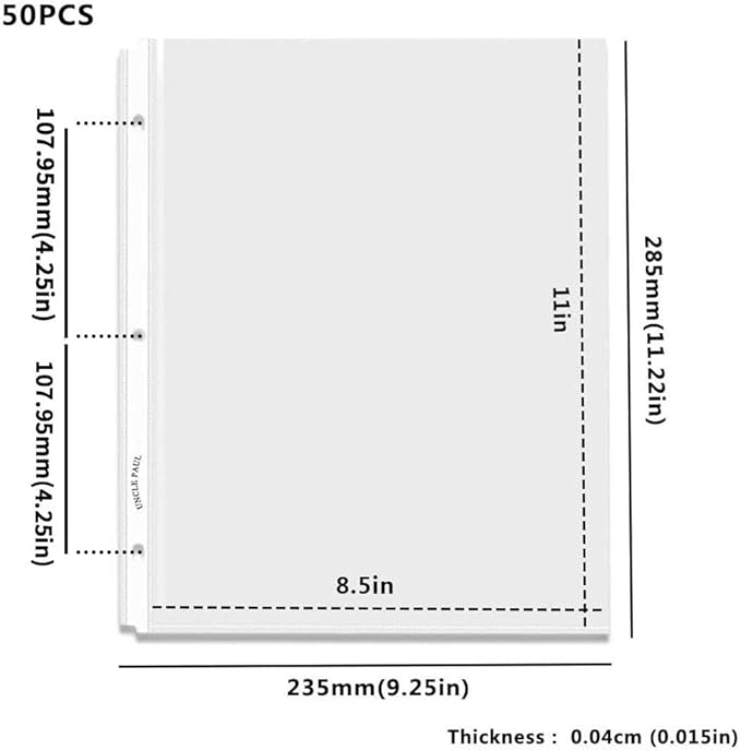 Sheet Protectors - 50 Sheets 4 mils Strong Extra Heavyweight Clear Top Load 8.5 x 11 Inch Highlight Transparent Acid-Free for 3 Ring Binder OS0150