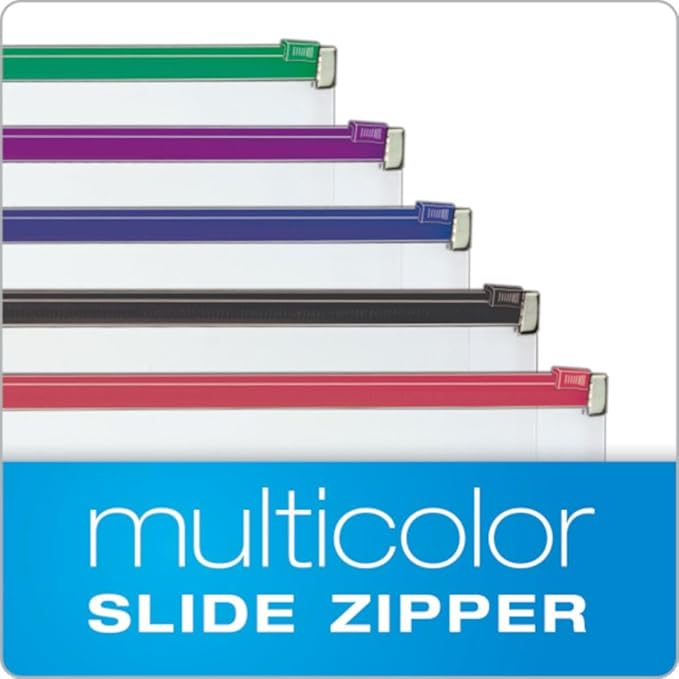 Cardinal Plastic Zippered Binder Pockets, 3-Hole Punched, Fits Full Letter Size 8-1/2" x 11" Sheets, Clear with Multicolor Zippers, 5 Count (14650) (Pack of 8)