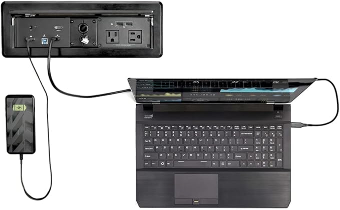 StarTech.com Conference Room Docking Station with Power/Charging; Table Connectivity Box, Universal USB-C Laptop Dock, 60W PD, 4K HDMI, USB Hub, Audio, 2X AC Outlets, 2xUSB Charge Ports, TAA