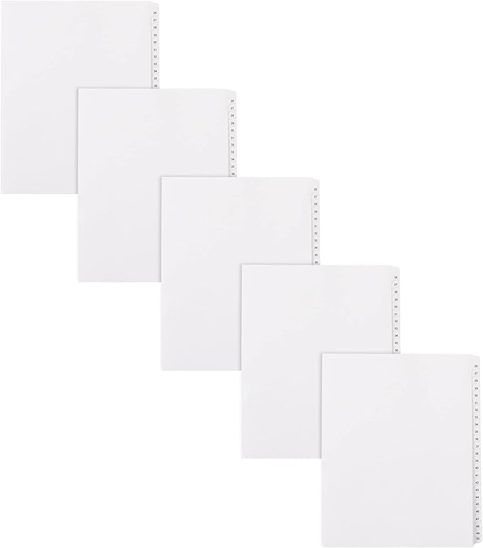 Avery 26-50 Legal Exhibit Dividers for 3 Ring Binders, 25-Tab Sets, Allstate Style, 5 Binder Divider Sets (21702)