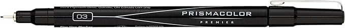 Prismacolor 14171 Premier Fine Line Illustration Markers, Assorted Fine Tips, Black, 5-Count