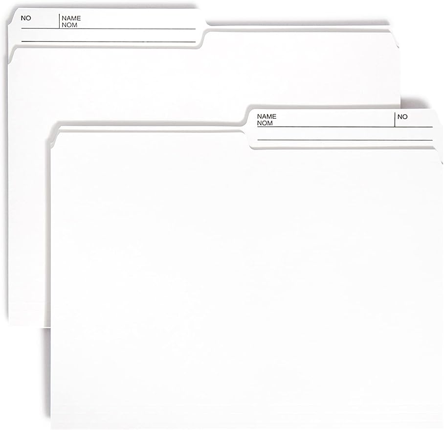 Smead Reversible File Folder, 1/2-Cut Printed Tab, 2nd Position, Letter Size, Ivory, 100 per Box (10348)