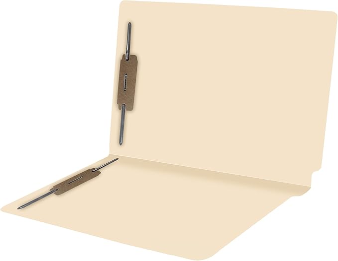 Medical File Folders with 2 Fasteners, Doctor Stuff, Letter Size, Reinforced End Tab Folders with 2” Bonded Fastener on Inside Front and Back, 14 pt Manila Stock, Box of 50