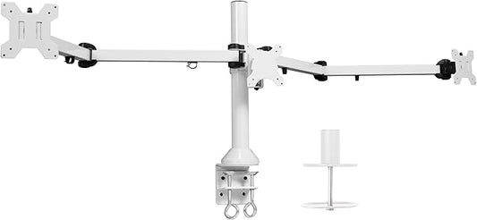 VIVO Triple Monitor 23 to 32 inch LED LCD Clamp-on Desk Mount, Heavy Duty Articulating VESA Computer Stand, Holds 3 Screens, Fully Adjustable for Home Office Workstation, White, STAND-V103W