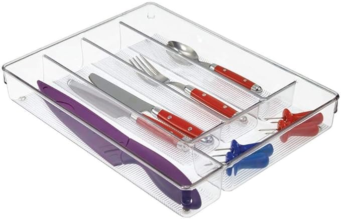 Interdesign Drawer Organizer Clear Linus 3" X 9" X 2" Clear Plastic With Ribbed Bottom