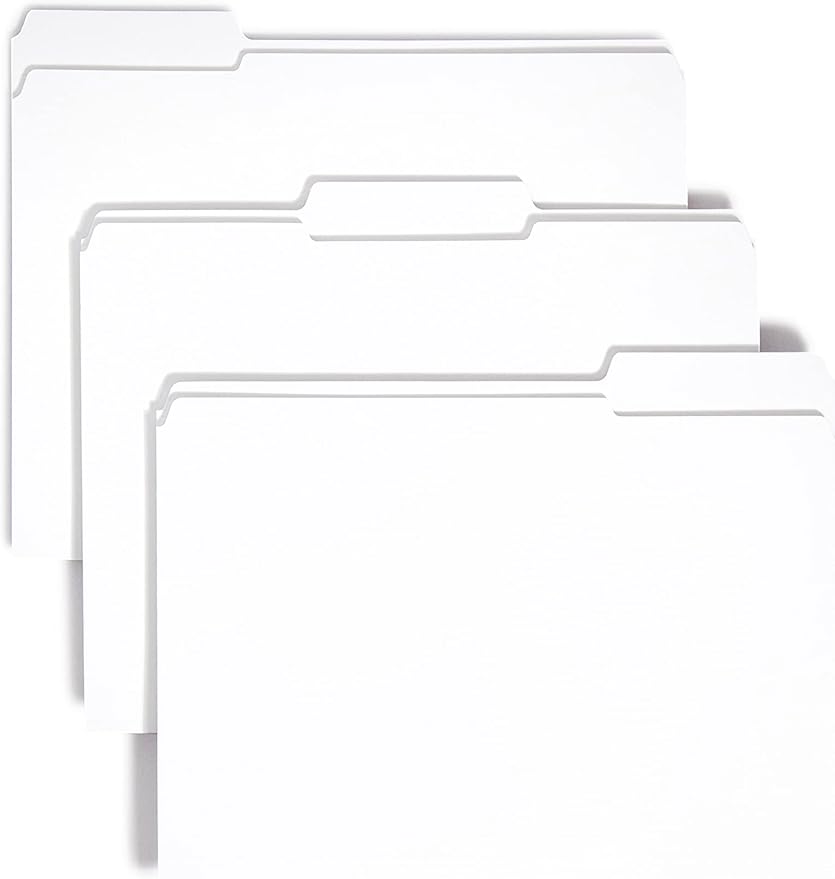 Smead File Folder, Reinforced 1/3-Cut Tab, Letter Size, White, 100 per Box (12834)