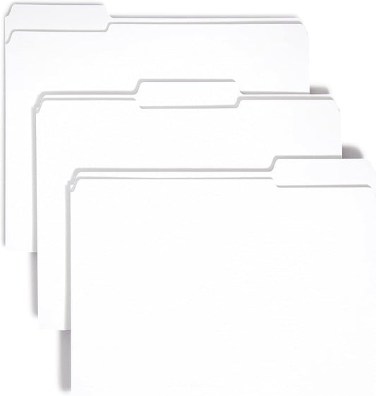Smead File Folder, Reinforced 1/3-Cut Tab, Letter Size, White, 100 per Box (12834)