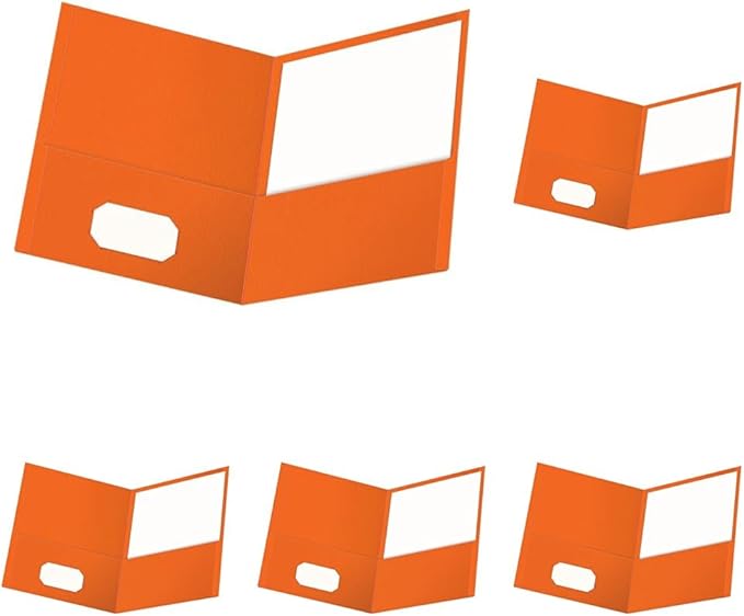 Oxford Twin-Pocket Folders,Textured Paper,Letter Size,Orange,Holds 100 Sheets (57510EE) 25 Count (Pack of 5)