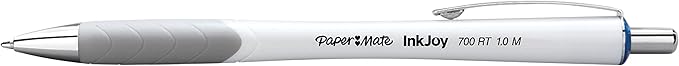 Paper Mate InkJoy 700RT Retractable Ballpoint Pens Medium Point White Barrel Blue Ink 12 Count