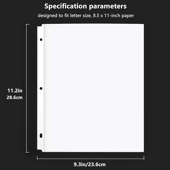 Sheet Protectors 8.5 x 11 inch Clear Page Protectors for 3 Ring Binder,100 Pack Plastic Sleeves for Binders，Top Loading Plastic Sleeve for Binders, Letter Size, documents and Photos, Office Supplies