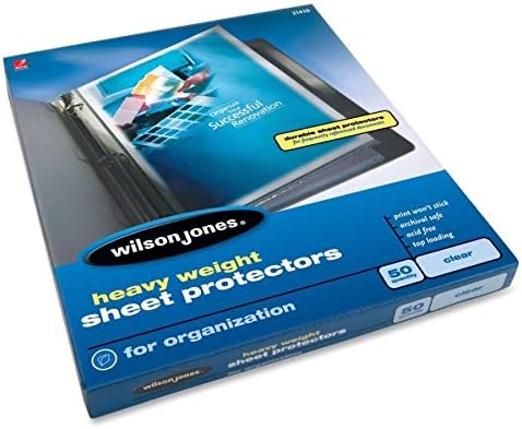 Wilson Jones Sheet Protectors, Heavy Weight, Top-Loading, Clear, 50 Sheets/Box (W21410)