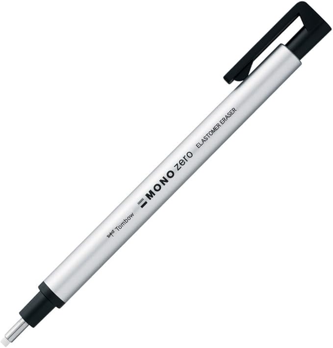 Tombow Holder Eraser, Mono Zero Round Shapre Silver (EH-KUR04)