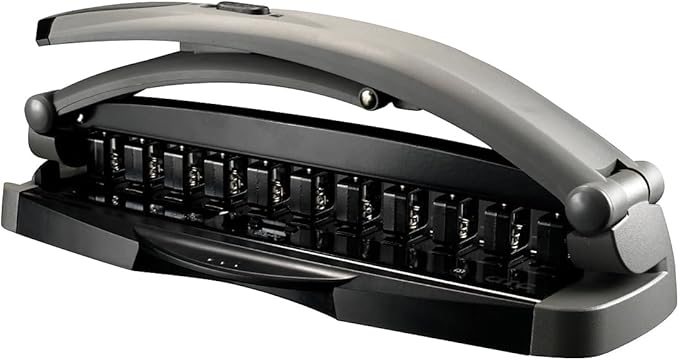 Staples Arc Desktop Paper Punch, 8-Sheet Capacity, Black & Gray