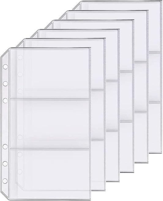 6 Pack A6 6 Holes Binder Name Card Holder Plastic Business Card Organizer Binder Coupon Holder Waterproof 6 Holes for Personal Organiser