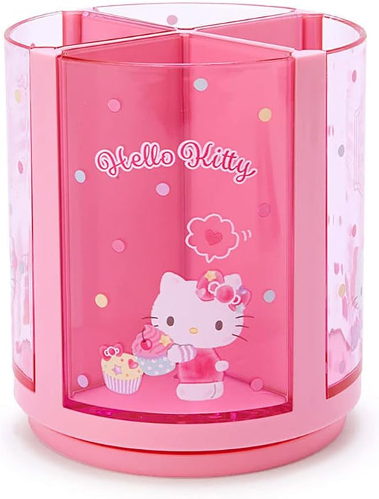 Sanrio 213110 Pink Plastic Hello Kitty Kitty Pen Stand 360 Degree Rotating Pen Stand Pen Holder Cosmetic Makeup Brush Tulle Pet Character