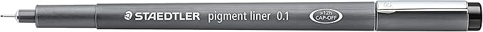 Staedtler Pigment Liner, Fineliner Pen for Drawing, Drafting, Journaling, 0.1mm, Black, Box of 5 Pens, 308 01-9M