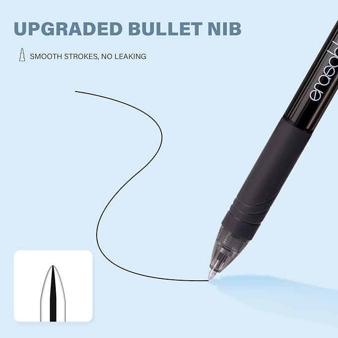 ParKoo Retractable Erasable Gel Pens, 20 Black Twist Pens, Fine Point 0.7 mm, Make Mistakes Disappear, Smooth Writing with Comfortable Grip for Journaling Drawing, Note-Taking