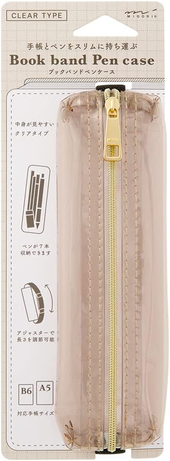 DESIGNPHIL Midori 41827006 Pen Case, Book Band Pen Case, Transparent Sepia for B6-A5