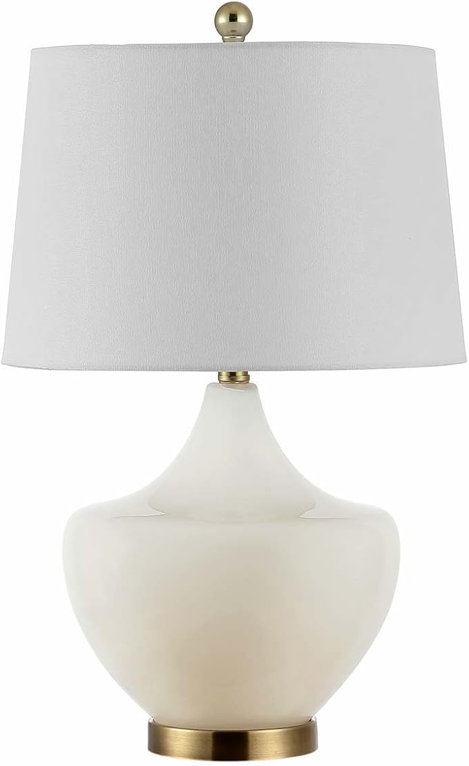 SAFAVIEH Lighting Collection Demra White 25-inch Bedroom Living Room Home Office Desk Nightstand Table Lamp (LED Bulb Included)