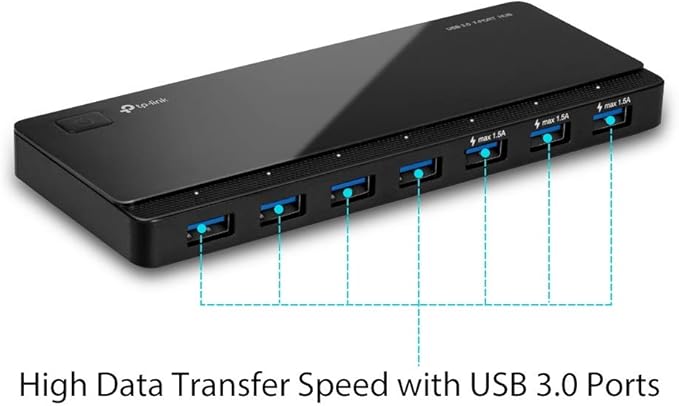 TP-Link [2nd Gen] TP-Link 7-Port USB 3.0 Ultra Slim Hub Including 3 BC 1.2 Charging Ports up to 5V / 1.5A. Compatible with Windows, Mac, Chrome & Linux OS, with Power On/Off Button (UH700)