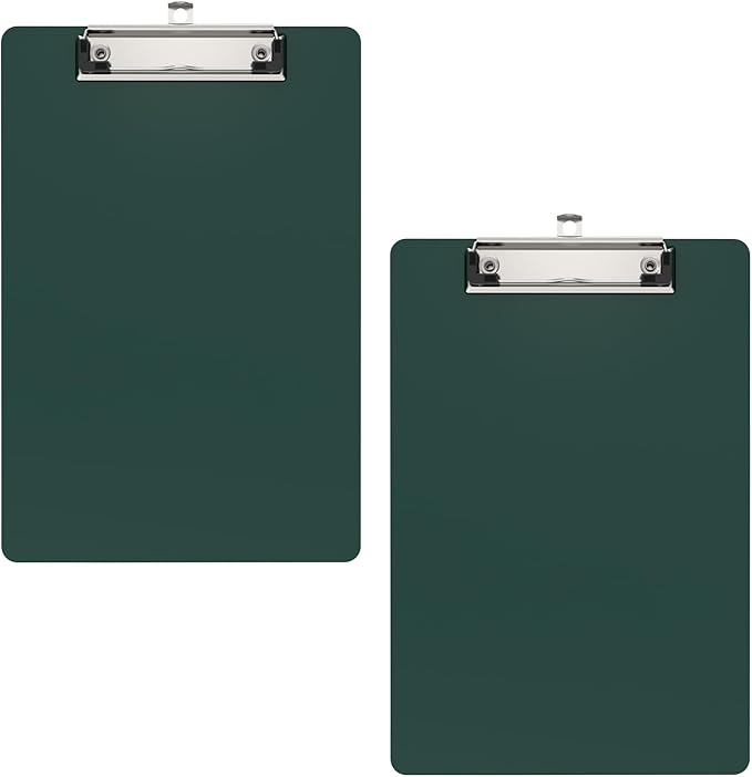 2 Pack Small Clipboards, A5 Plastic Mini Green Clip Board for Classroom, Students, Kid, Size 6" x 9" with Low Profile Clip, Office & School Supply