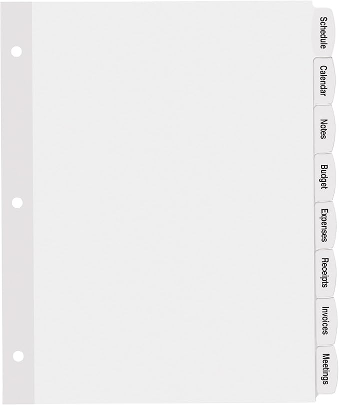 Avery Big Tab Printable White Label Dividers for 3 Ring Binders, 8 Tabs per Set, White, 120 Sets Total, Great for Office Supplies, School Supplies, Organizing, and More (6 Packs of 14435)