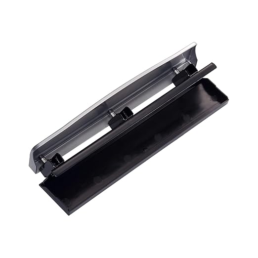 Bostitch Office Premium 3 Hole Punch, 12 Sheet Capacity, Metal, Rubber Base, Easy-Clean Tray, Silver