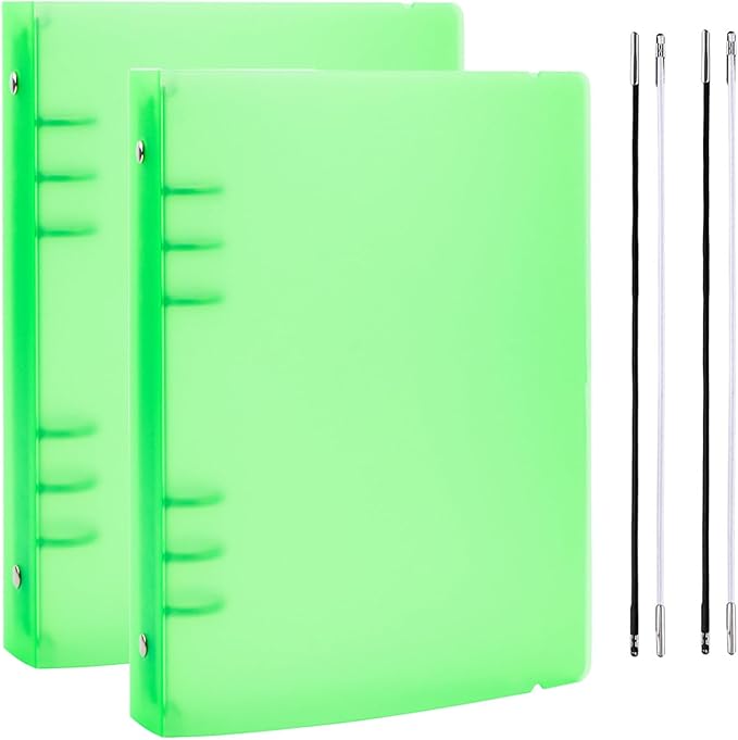 BAOFALI 2Pcs/Set A5 6 Ring Binder Cover Clean Transparent Soft PVC for Refillable Notebook Shell withMatte surfaceforStamp & Die Storage (Green)