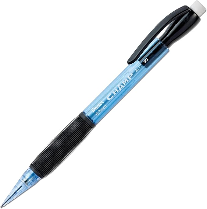 Champ Pentel Mechanical Pencil, 0.7 mm, Blue Barrel, Box of 12 (AL17C)