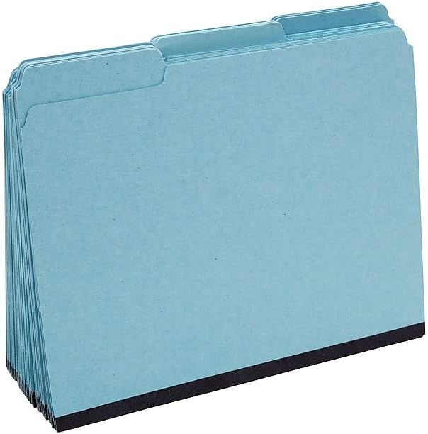 Staples Pressboard File Folders, Letter Size, 1/3 Cut Tabs, Heavy Duty Blue Pressboard Folders for Office Filing, Durable Document Organization, Recycled, 25 Pack