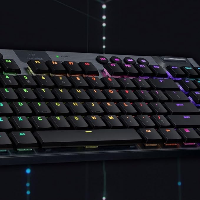 Logitech G915 TKL Tenkeyless Lightspeed Wireless RGB Mechanical Gaming Keyboard, Low Profile Switch Options, Lightsync RGB, Advanced Wireless and Bluetooth Support - Tactile,Black