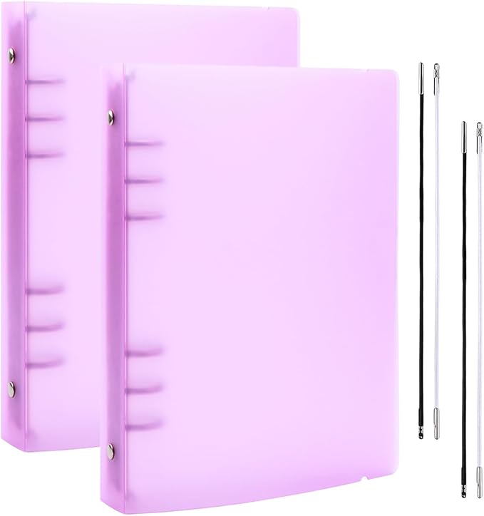 BAOFALI 2Pcs/Set A5 6 Ring Binder Cover Clean Transparent Soft PVC for Refillable Notebook Shell withMatte surfaceforStamp & Die Storage (Purple)