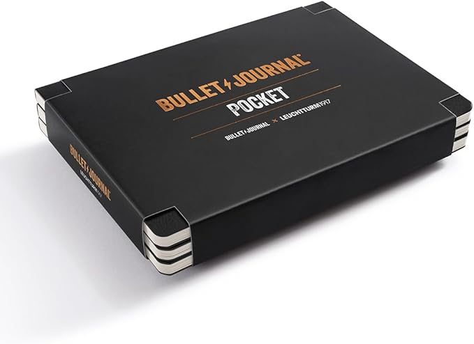 LEUCHTTURM1917 371123 Bullet Journal Pocket, 14,3x10,3 cm, 46 numbered double pages, Dotted, Black, 3-Pack