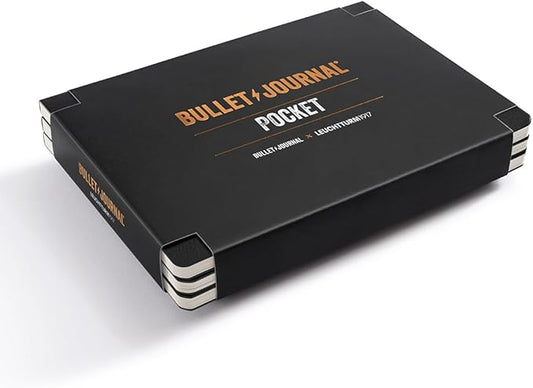 LEUCHTTURM1917 371123 Bullet Journal Pocket, 14,3x10,3 cm, 46 numbered double pages, Dotted, Black, 3-Pack
