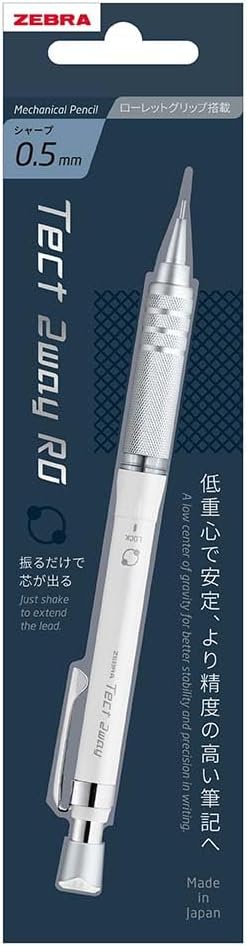 Zebra P-MA141-MW Tech 2-Way RO Mechanical Pencil 0.02 inches (0.5 mm) Metal White Knurling Model