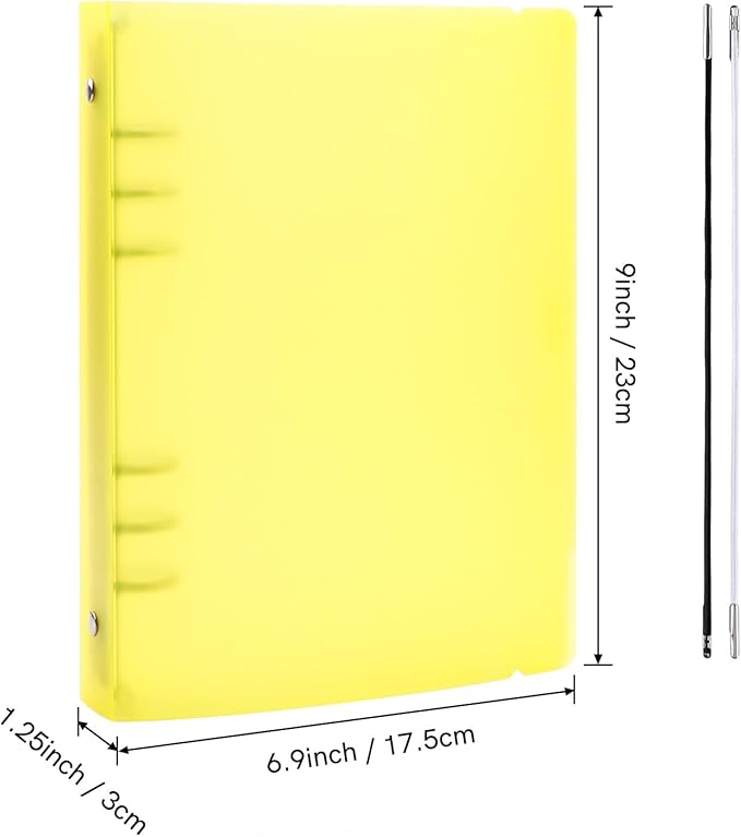 BAOFALI 3Pcs/Set A5 6 Ring Binder Cover Clean Transparent Soft PVC for Refillable Notebook Shell withMatte surfaceforStamp & Die Storage (Yellow)