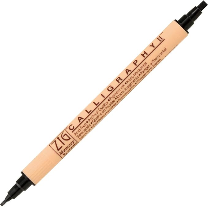 Kuretake Zig Calligraphy 2 Dual Tip Markers 6 Colors Set, 2mm, 3.5mm, Square Tips, Photo-Safe, for Beginners, Made in Japan