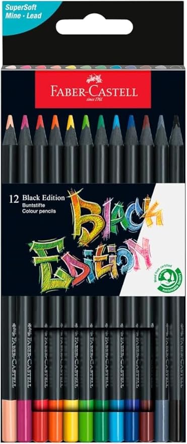 Faber-Castell Black Edition Colored Pencils, Classic, Easter Basket Stuffer Supplies