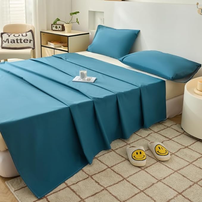 WenBags Lightweight Waterproof Flat Sheet 70 * 90 Inches Queen Size-Mattress Protector for Bed & Couch, Pet Hair Resistant Cover Ideal for Dogs & Cats, Perfect for Hotels & Hospitals(Blue)