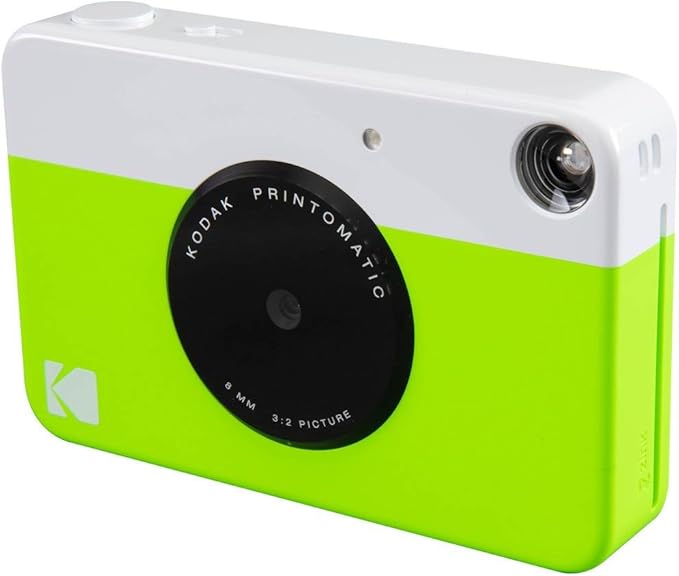 Kodak Printomatic Full-Color Instant Print Camera Starter Bundle + Carrying Case + Zink 20pk Photo Paper - Colorful Photos On 2x3 Sticky-Back Paper - Fun Gift for Birthday Christmas Holiday - Green