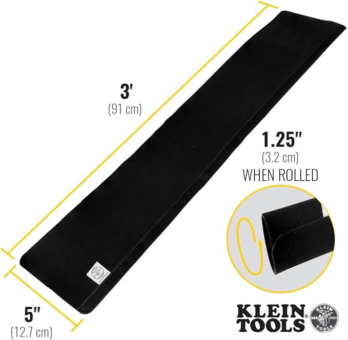 Klein Tools 450-320 Cable Management Sleeve, Cord Management for Home, Office or Job, 1-1/4-Inch Max Diameter, 3-Foot Length, Black, 2-Pack