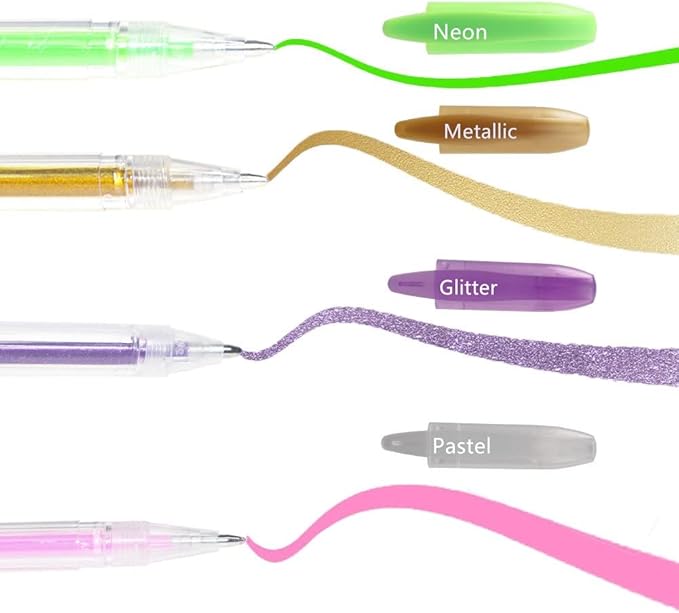 Gel pens for Adult Coloring Book with Case,Including Metallic, Pastel, Neon, Glitter,1.0 mm Fine Point Tip,48 PCS
