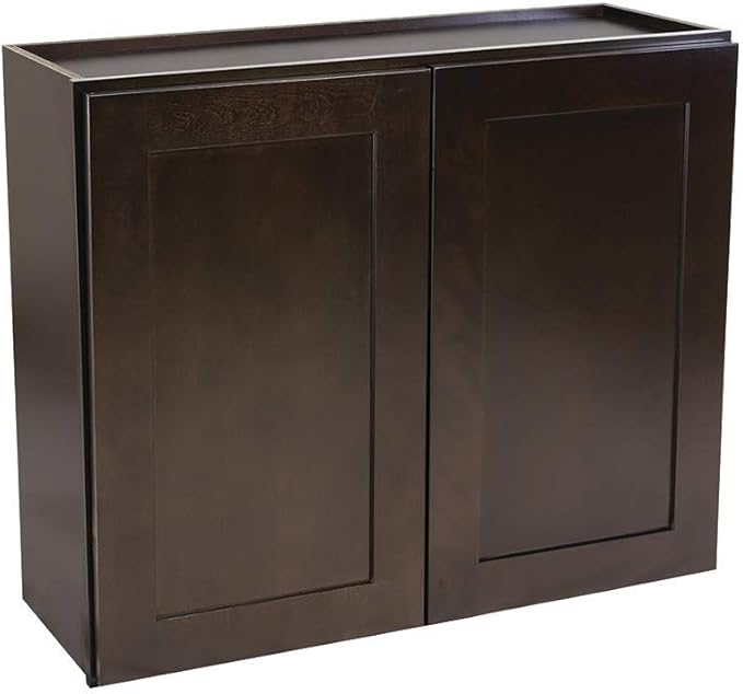 Design House Brookings Shaker Fully Assembled Wall Kitchen Cabinet W3336, 33 W x 12 D x 36 H, Brown, Solid Wood, Design House, 569038
