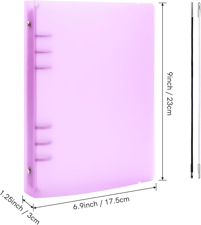 BAOFALI 2Pcs/Set A5 6 Ring Binder Cover Clean Transparent Soft PVC for Refillable Notebook Shell withMatte surfaceforStamp & Die Storage (Purple)