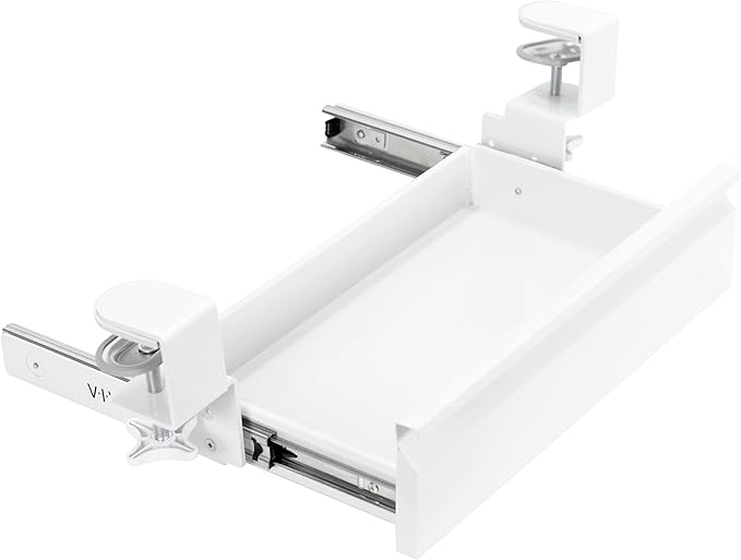 VIVO 16 inch Clamp-On Sliding Pull-Out Drawer Without Shell for Office Desk, Storage Organizer for Sit Stand Workstation, White, DESK-AC03C-W