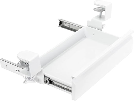 VIVO 16 inch Clamp-On Sliding Pull-Out Drawer Without Shell for Office Desk, Storage Organizer for Sit Stand Workstation, White, DESK-AC03C-W