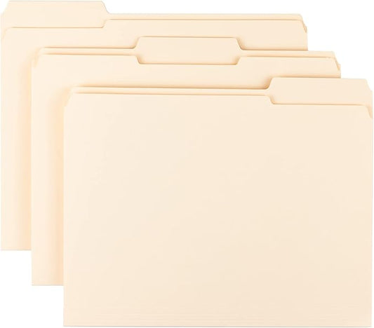 Smead File Folder, Reinforced 1/3-Cut Tab, Letter Size, Manila, 45 Per Box (10438)
