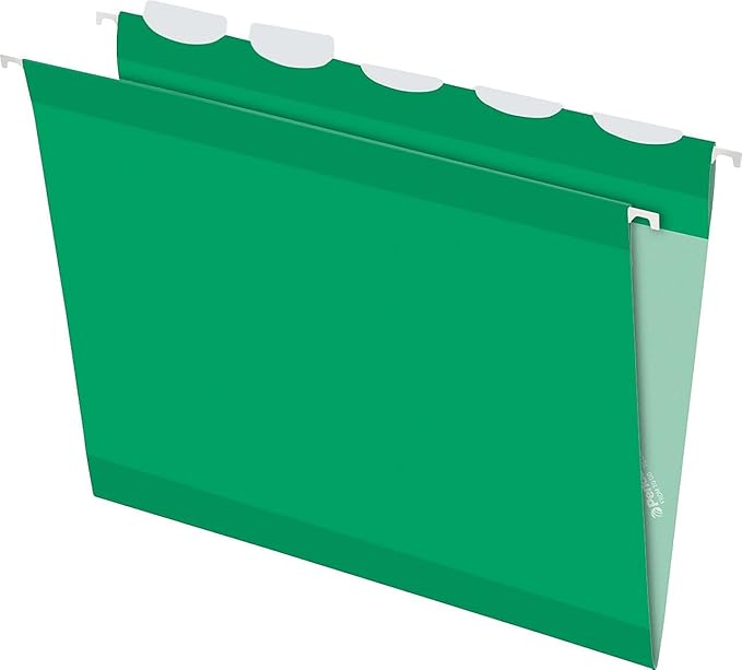 Pendaflex Ready-Tab Reinforced Hanging File Folders, Letter Size, Bright Green, 5 Tab, 25/BX (42626)