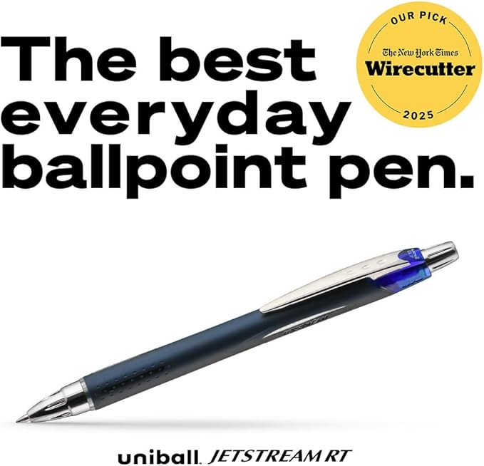 Uniball Jetstream RT 2 Pack, 0.7mm - Black Ballpoint Pens - Wirecutter Best Pen, School Pens, Ink Pens | Ballpoint Pen, Colored Pens, Fine Point, School Supplies