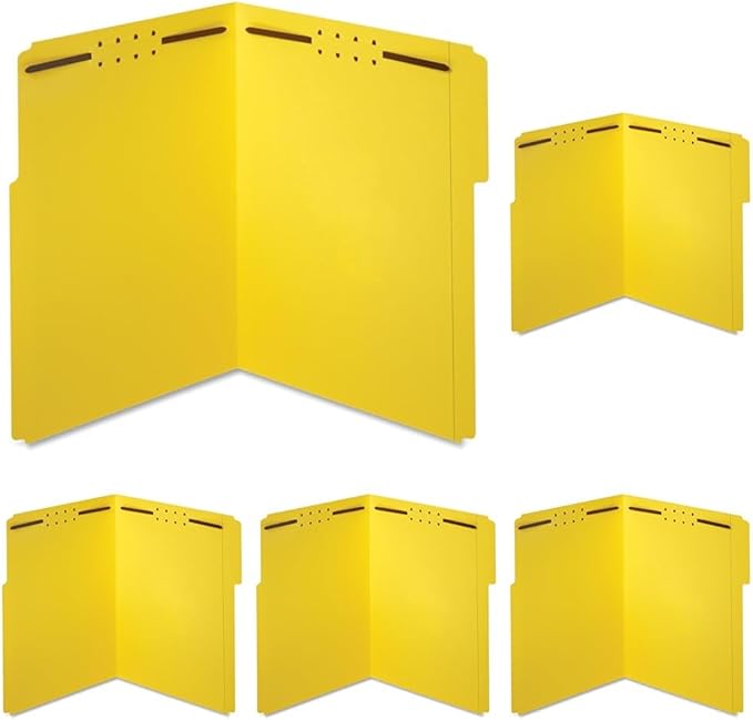 Pendaflex Fastener Folders,1/3 Cut,Reinforced Tab,2 Fasteners,Letter Size,Yellow,50 Folders Per Box (22940),(Pack of 5)